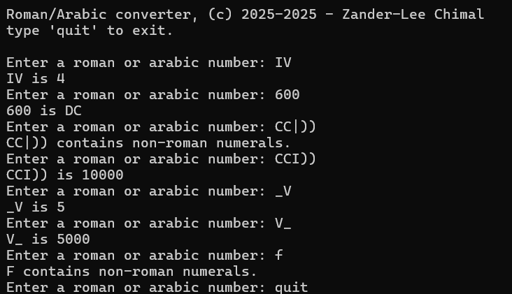 Roman Converter; Convert roman numerals to arabic numerals and vice versa